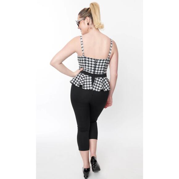 Unique Vintage 1950’s Black White  Houndstooth Peplum Jumpsuit 1X NWOT - Picture 4 of 8